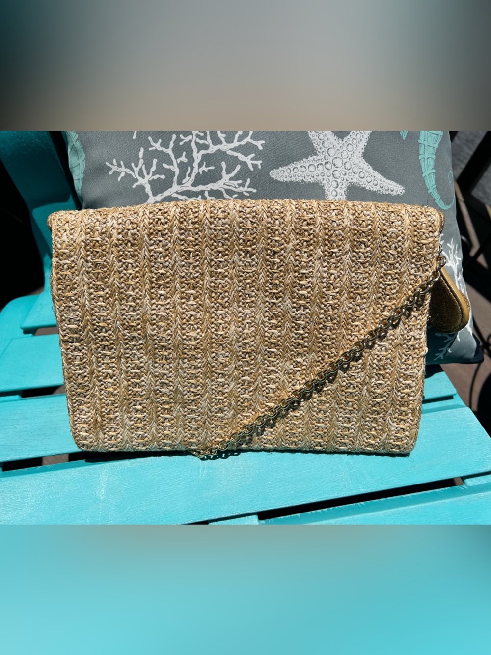 Henri Bendel Debutante
Asymmetrical Folding 
Raffia Wristlet/Clutch NWOT - Picture 9 of 13